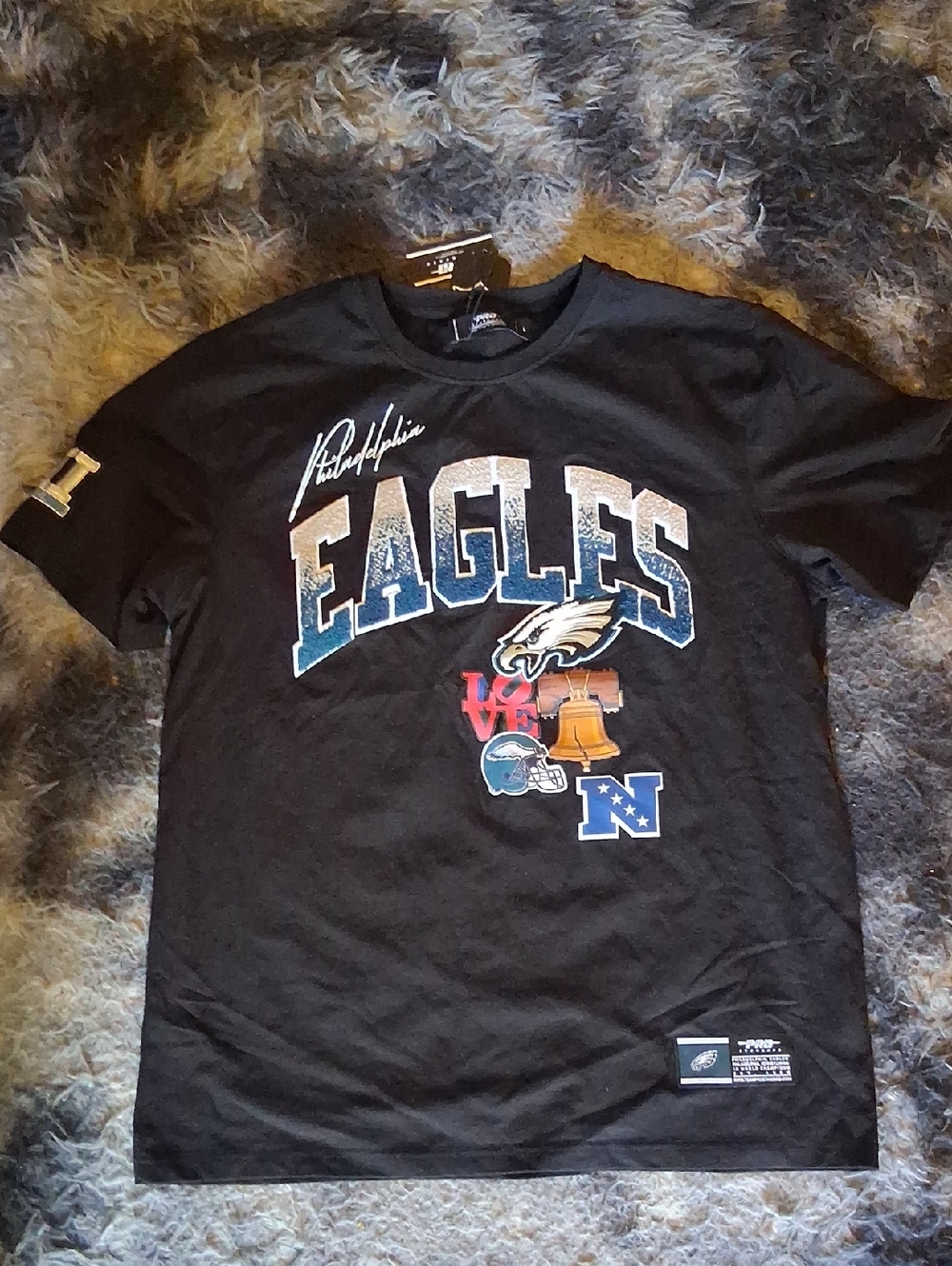 Black NFL Graphic Crewneck with White/Silver Lettering